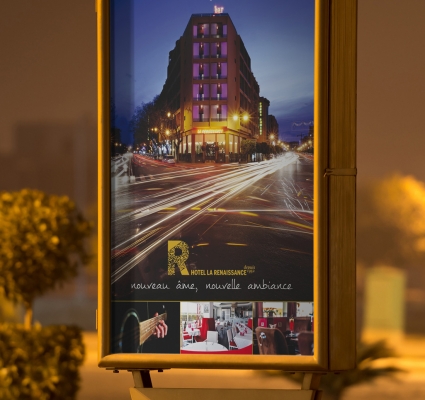 Conception et fabrication panneau publicitaire Hotel la renaissance Marrakech